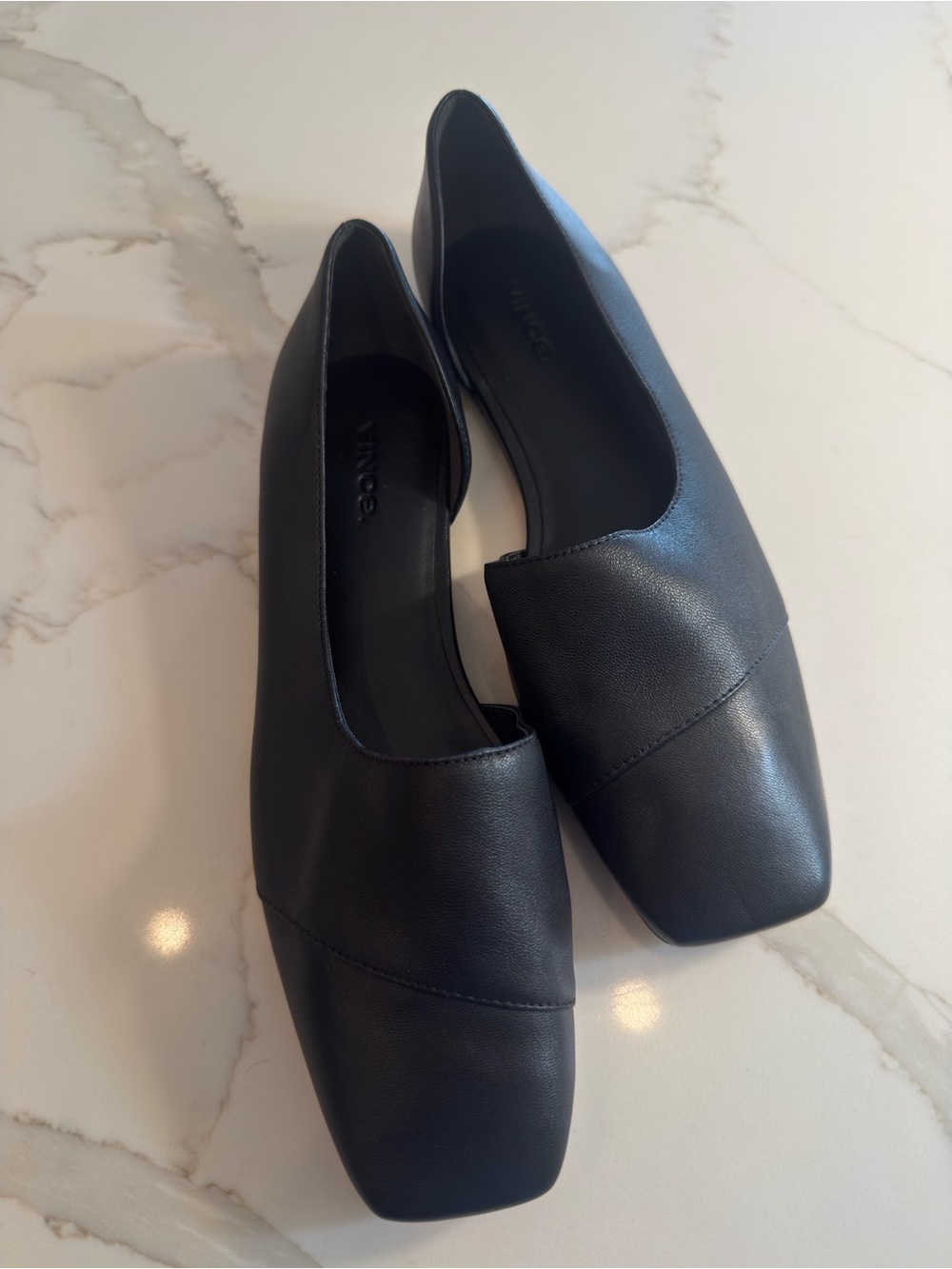 Vince Cyder Black Leather Square Toe d'Orsay Flats Size 8.5 NWOT - Picture 4 of 12